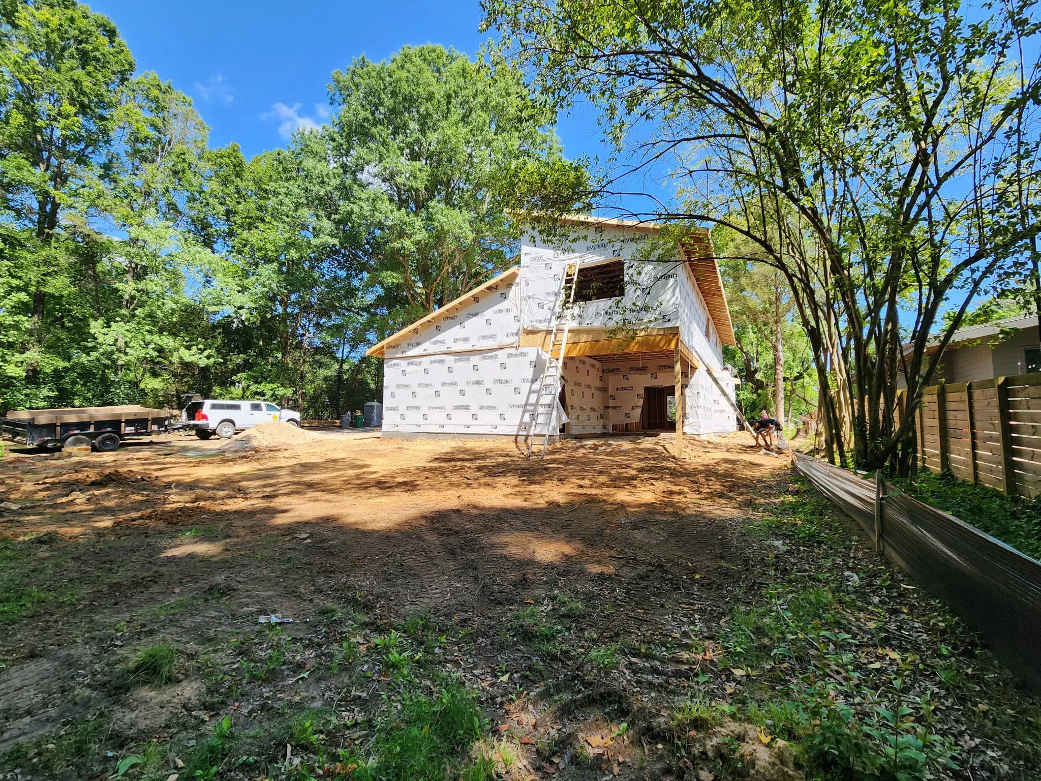 Custom residential construction project before completion in Charlotte NC